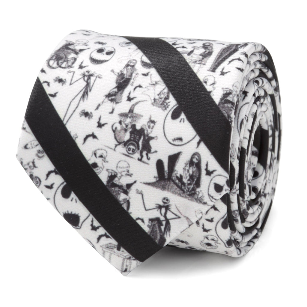 Disney The Nightmare Before Christmas Striped Black Men's Tie