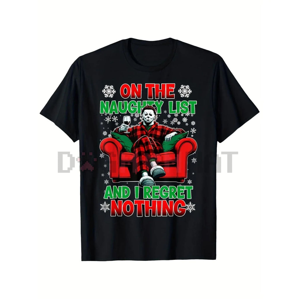 Men's Horror Christmas 'Naughty List' Dark Humor T-Shirt
